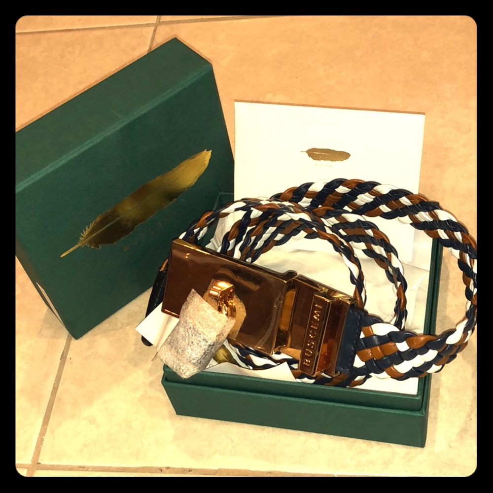 Buscemi 100MM Belt Weave Navy Sz 34/85